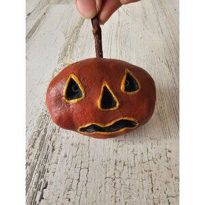 Primitive pumpkin sparkle glitter ornament jack-o'-lantern‎ Halloween tree decor